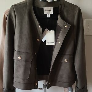 industry NWT Women's Olive Green Size L Faux Suede Jacket/Blazer